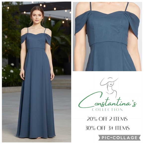 NWT MODCLOTH BLUE RESOUNDING OFF SHOULDER GOWN FORMAL WEDDING GUEST PROM  SZ: 0